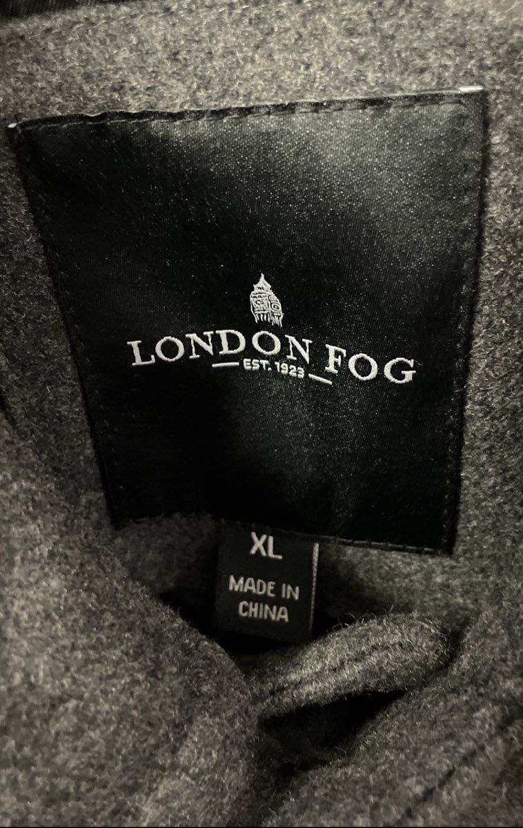 London Fog Men's Gray Wool Blend Car Coat Quilted Insulated Jacket Size XL