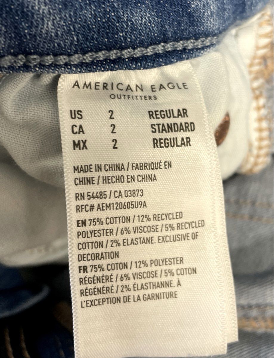 American Eagle Women's Jeans Lot 2 Distressed Super High Flare & Skinny Sz 2