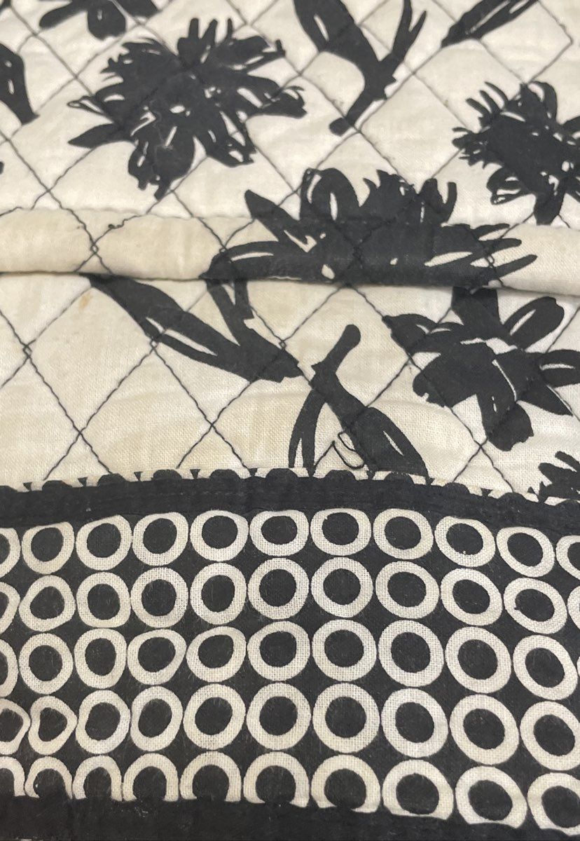Unbranded Black White Quilted Floral Geometric Tote Bag Large