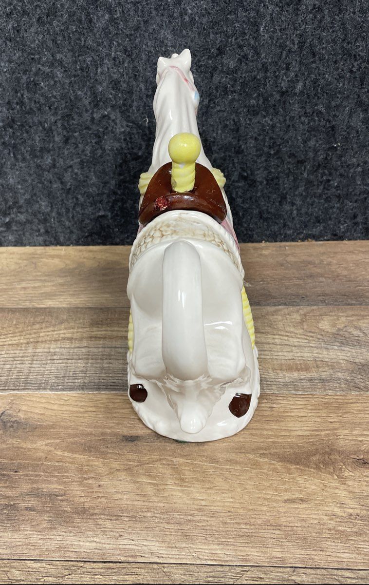 Heritage Mint Carousel Horse Teapot Ceramic Vintage Collectible White Pastel