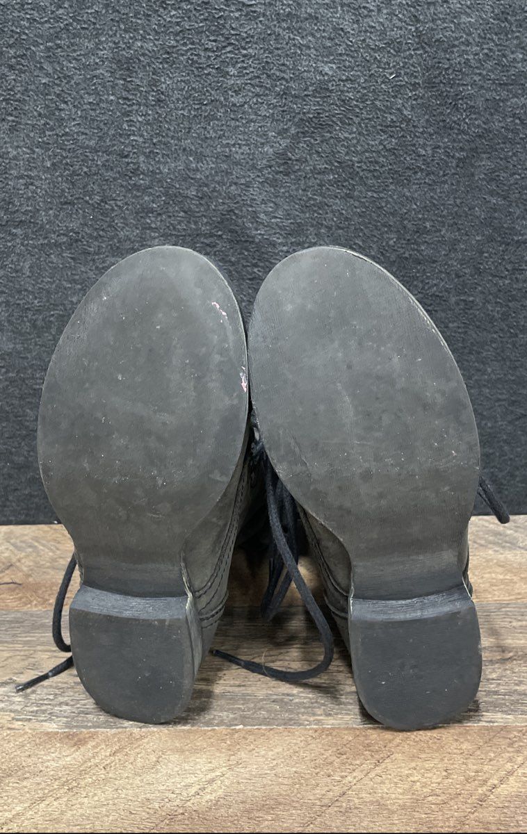 Steve Madden Camarro Black Distressed Fold Over Zip Back Combat Boots Size 6.5