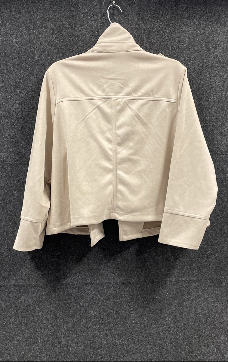 Philosophy Women's Powder Sand Faux Leather Open Front Blazer Jacket NWT Sz 2X