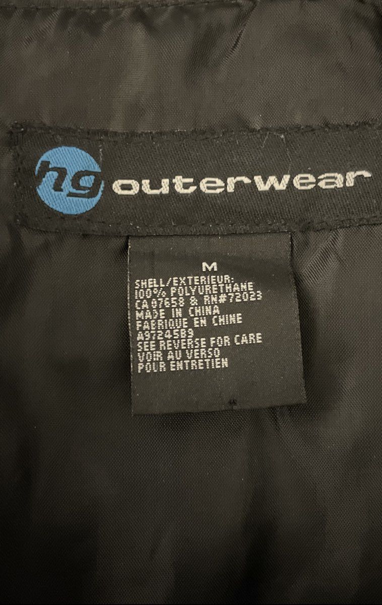 HG Outerwear Women's Black Faux Leather Belted Button Front Jacket Sz M
