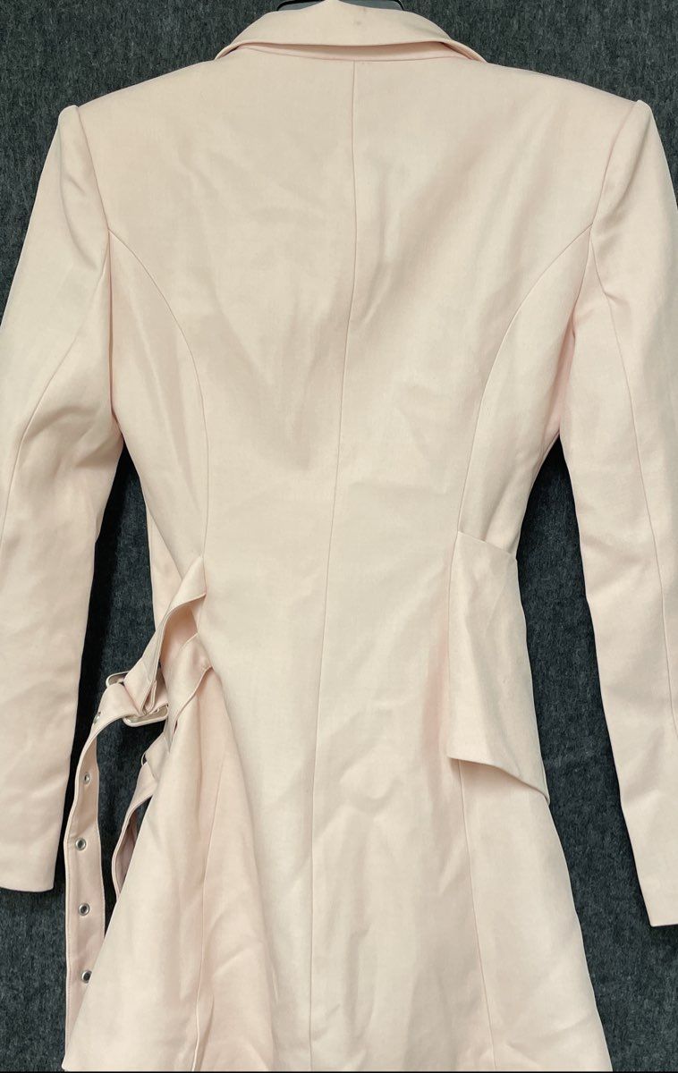 Fashion Nova Women's Pale Pink Asymmetrical Buckle Belted Blazer Sz M NWT