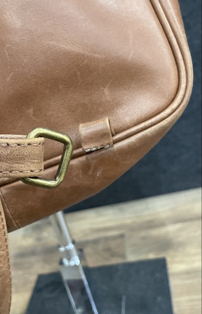 Tommy Bahama Tan Brown Leather Convertible Mini Backpack Sling Bag