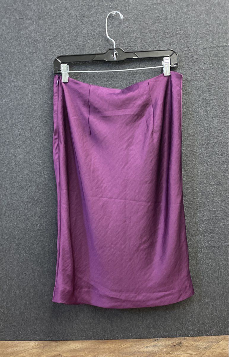 Express Women's Purple Satin Draped Pleated Front Pencil Skirt Sz 10 NWT