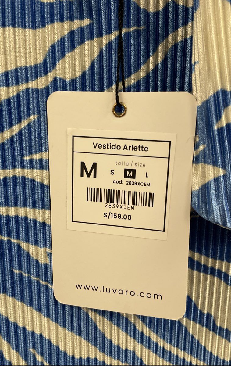 Luvaro Women's Arlette Blue Zebra Print Pleated Halter Maxi Dress NWT Size M