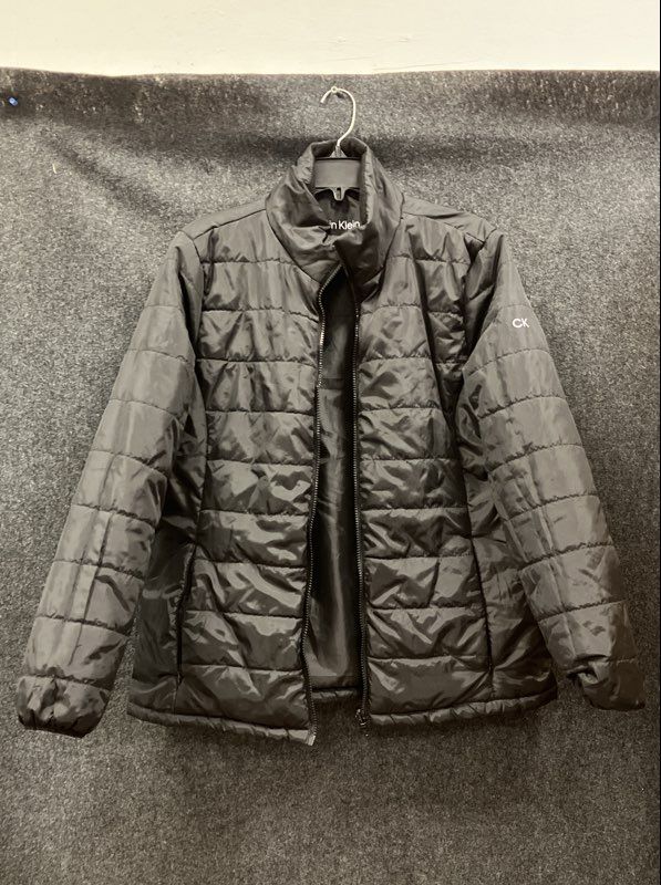 Calvin Klein Women's Black Quilted Puffer Jacket Full Zip Insulated Size L