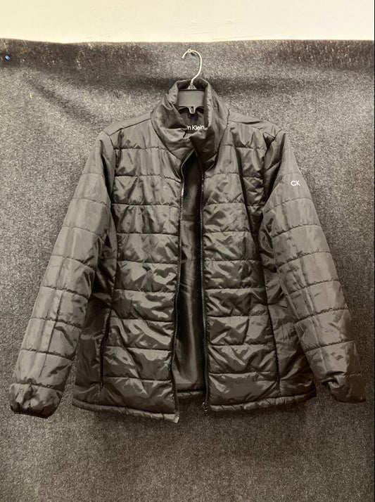Calvin Klein Women's Black Quilted Puffer Jacket Full Zip Insulated Size L