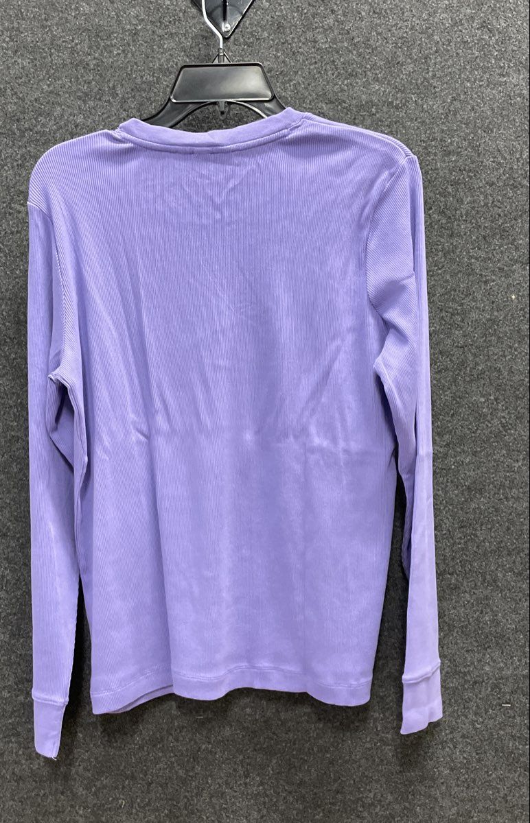 Lands' End Women's Purple Ribbed Split Neck Long Sleeve Top Size L 14-16 NWT
