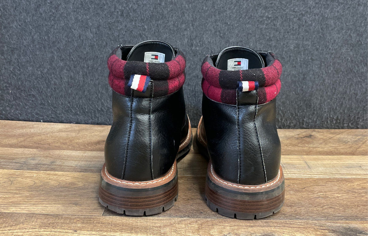 Tommy Hilfiger Hawkin Black Plaid Collar Lace Up Ankle Boot Men's Size 10.5