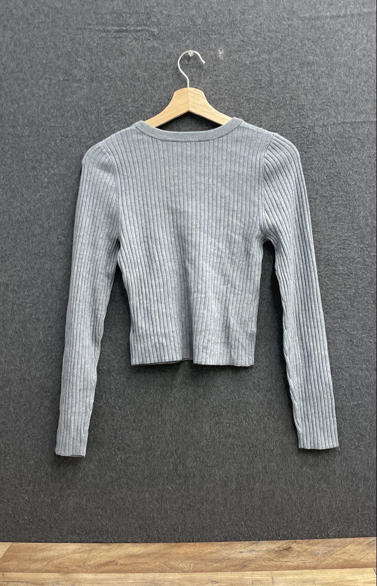 Express Women's Gray Ribbed Cropped Knit Sweater Crew Neck Sz M NWT