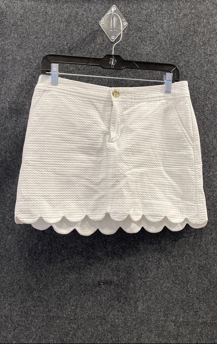 Lilly Pulitzer Women's White Buttercup Scalloped Hem Textured Mini Skirt Sz 2