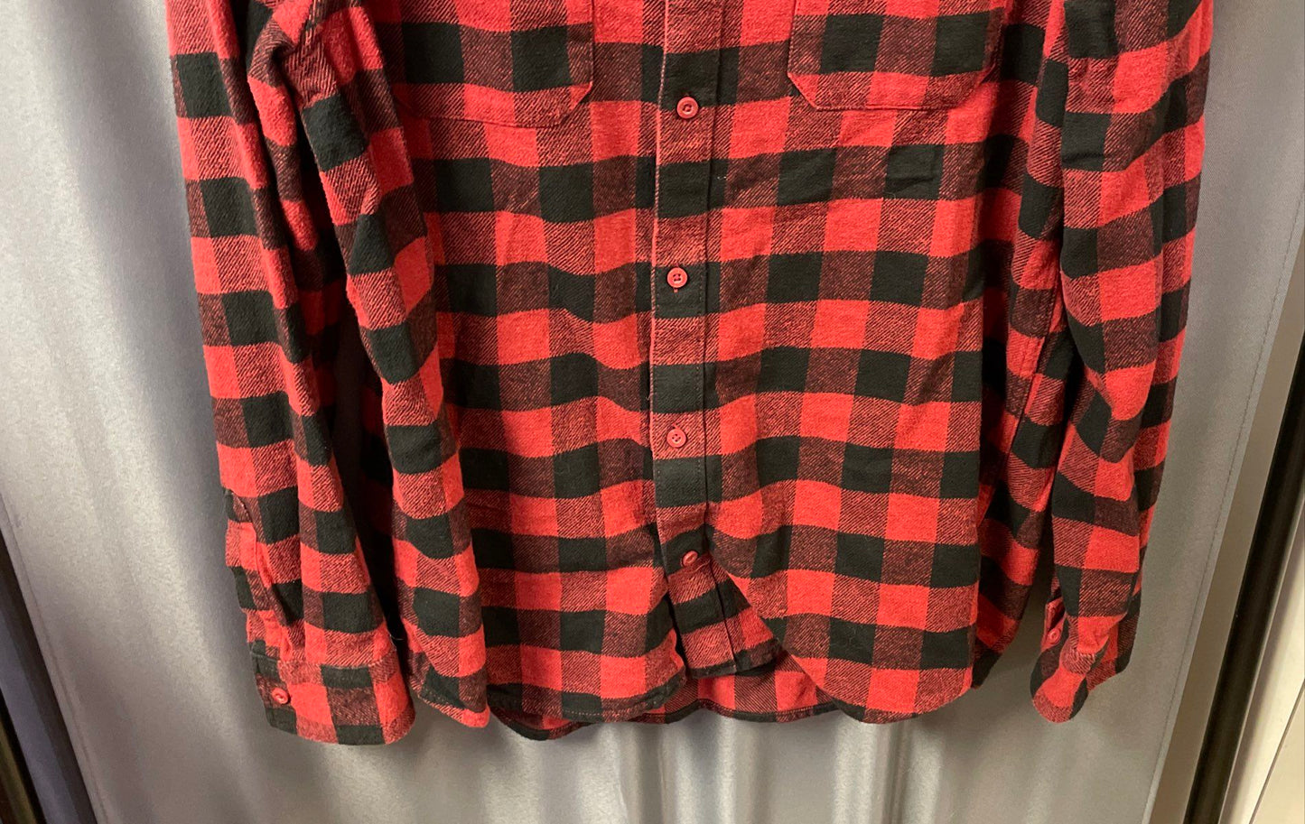 Vans Men's Red Black Plaid Flannel Long Sleeve Button Down Shirt Size L