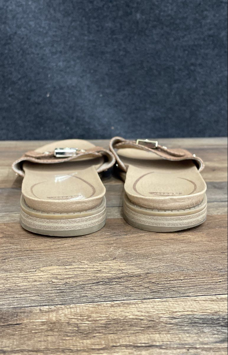 Dr. Scholl's Brown Faux Snakeskin Buckle Slide Sandals Women's Size 10M