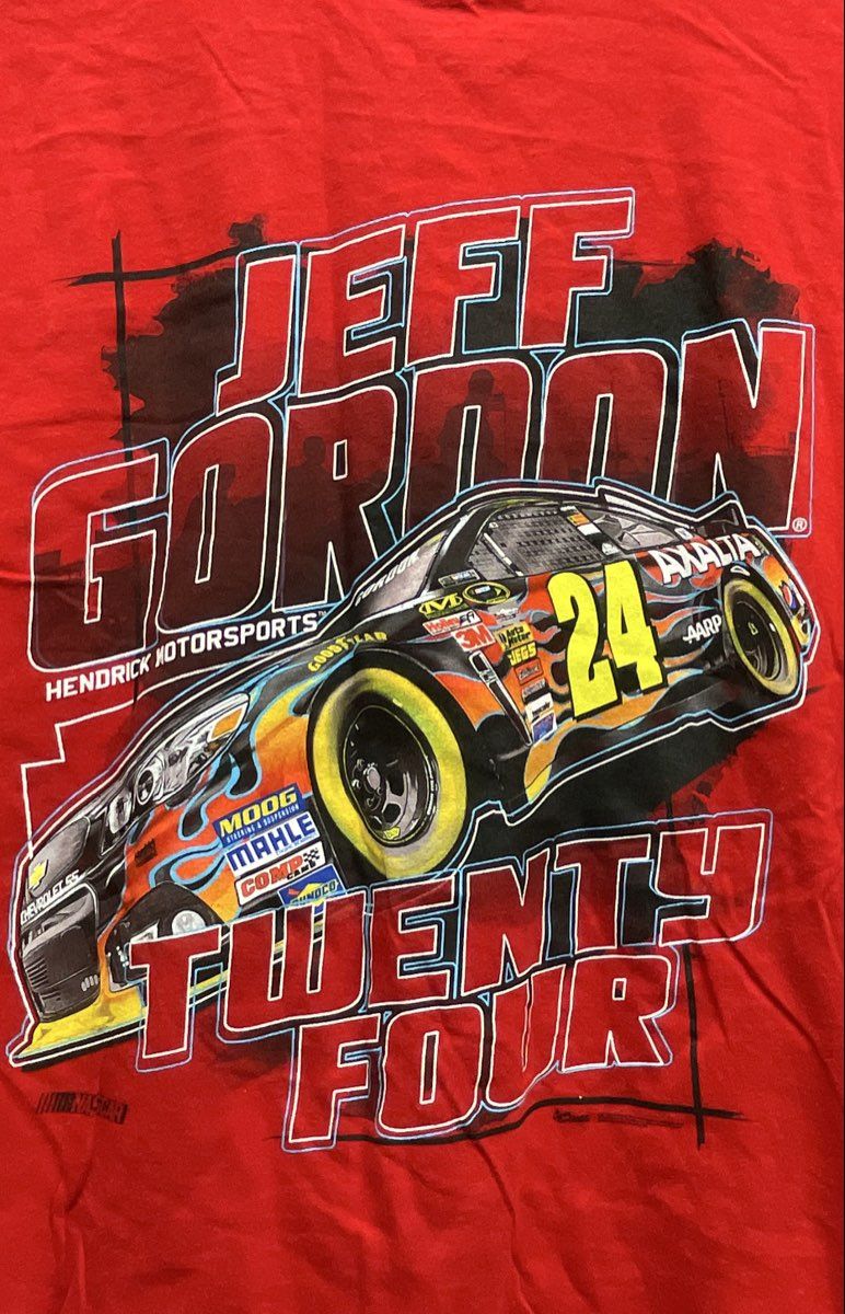 Jeff Gordon NASCAR Bundle Chase Authentics Red T-Shirt Sz L Winners Circle Hat