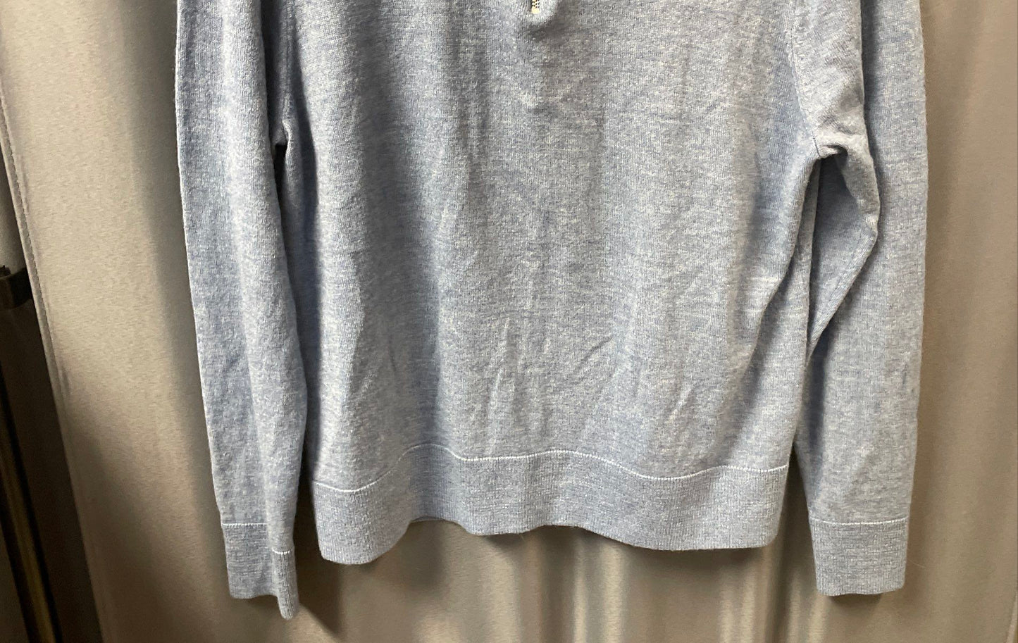 J. Crew Men's Blue Merino Wool Blend 1/4 Zip Pullover Sweater Size L