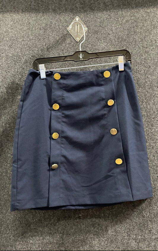 Loft Women's Navy Blue Double Breasted Gold Button Mini Skirt NWT Sz 4
