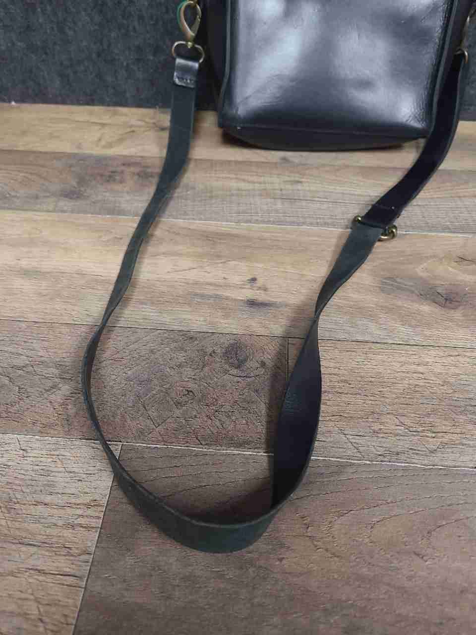 Black Italian Leather Crossbody Messenger Bag VBF Monogram Brass Hardware