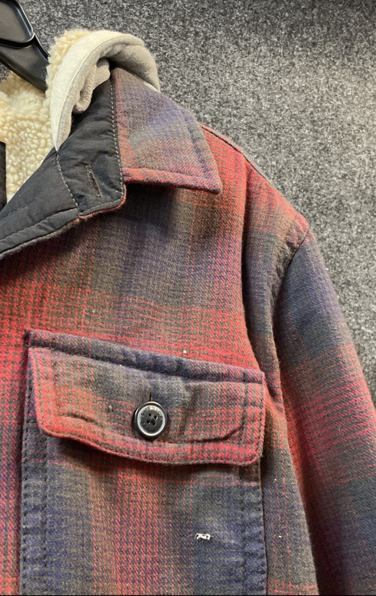 American Eagle Men's Hooded Flannel Shirt Jacket Red Plaid Sherpa Lined Sz L