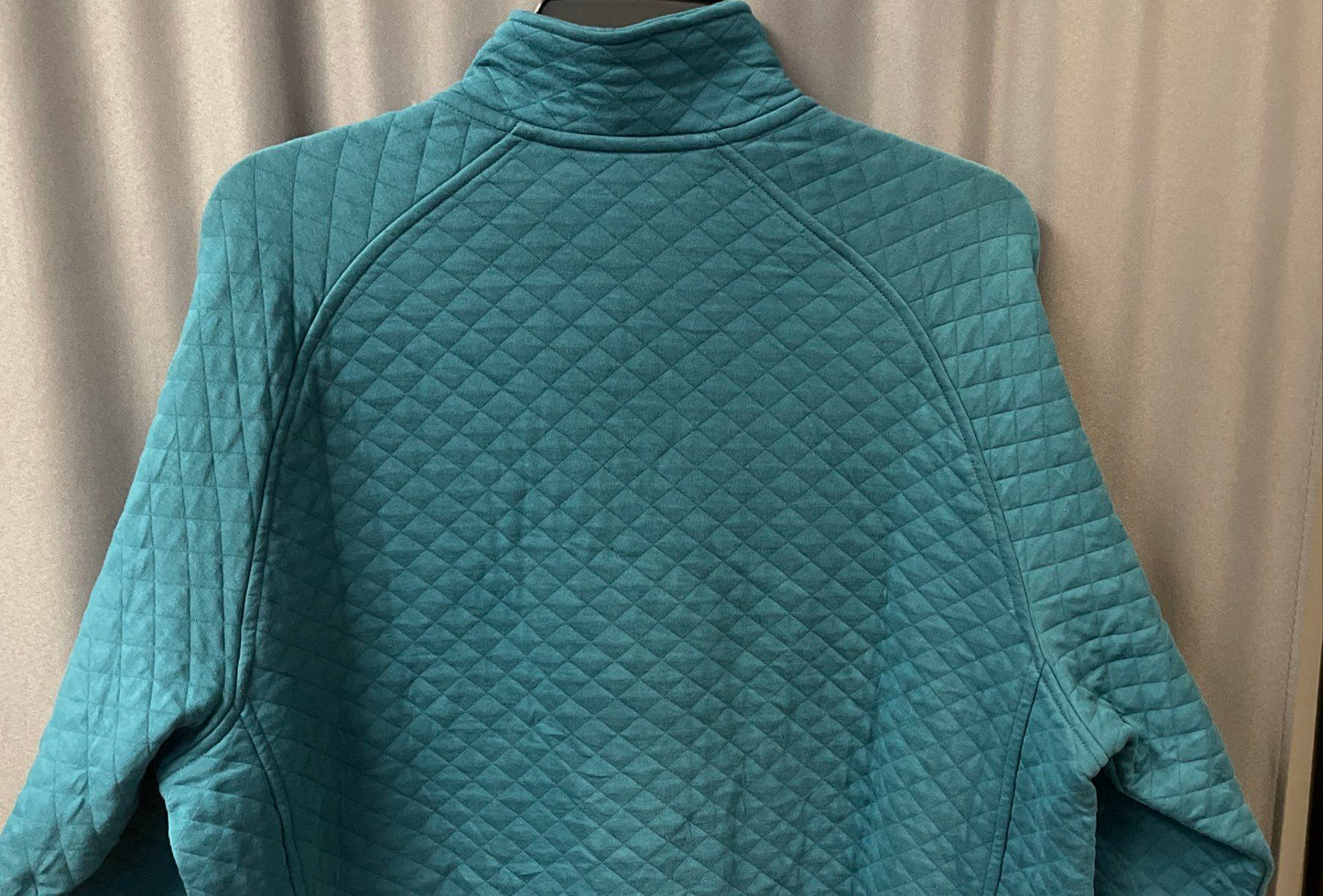 L.L.Bean Men's Teal Blue Quilted Quarter-Snap Pullover Sweatshirt Sz L