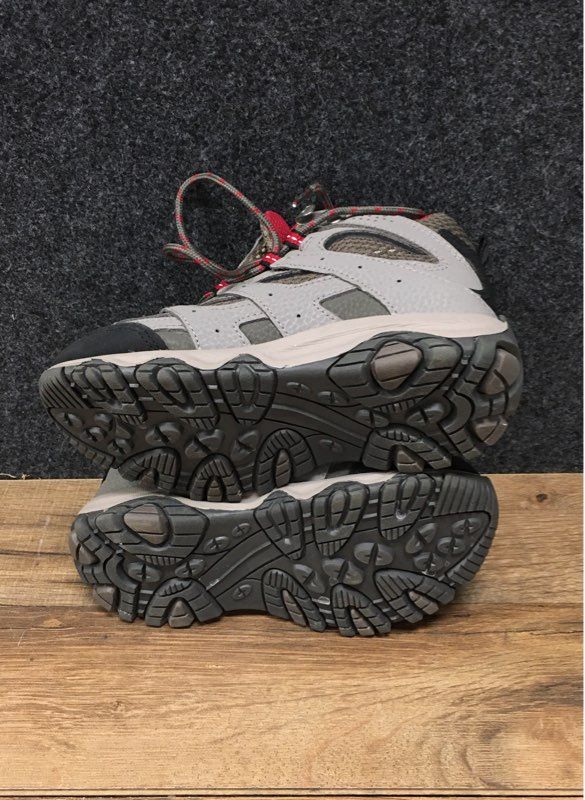 Merrell Moab FST Low Grey Black Red Kids Waterproof Hiking Boots Size 11.5W