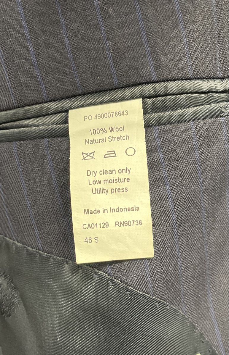 Lauren Ralph Lauren Men's Navy Blue Pinstripe 100% Wool Suit Jacket Blazer 46S