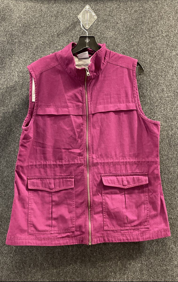 Columbia Women's Purple Full Zip Cotton Utility Vest Cargo Pockets Vented Sz XL