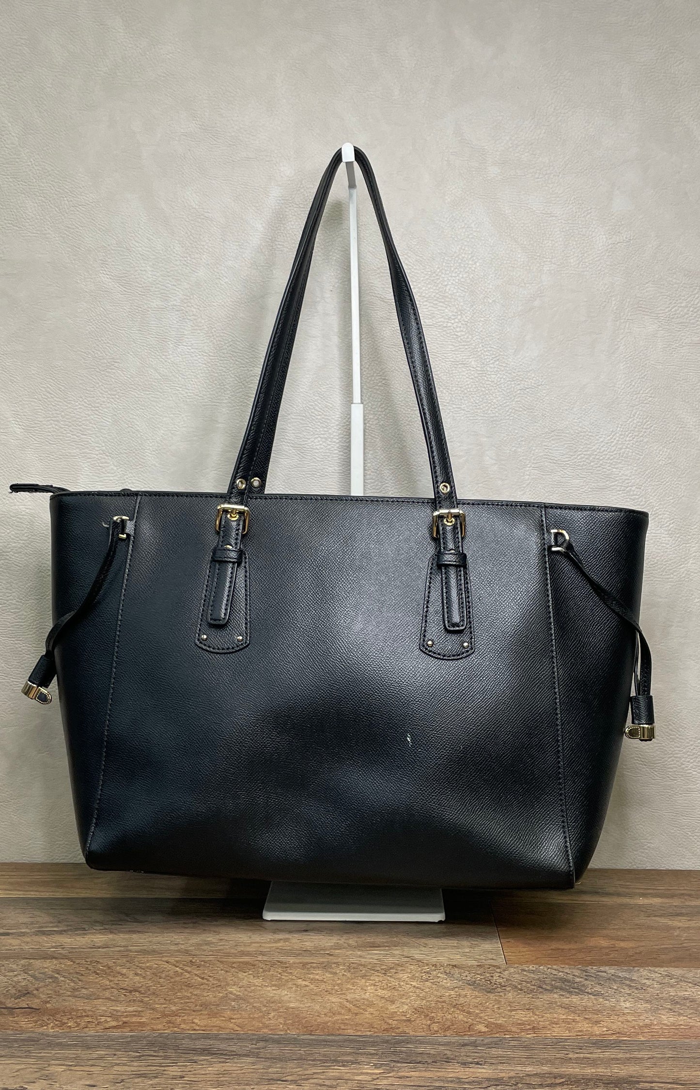 Michael Kors Black Pebbled Leather Large Tote Bag Gold Hardware