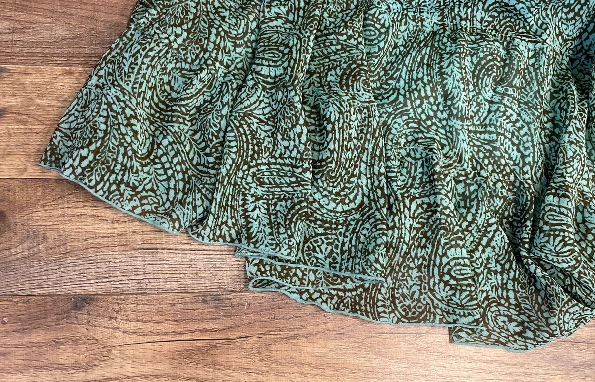 Jones Studio Women's Teal Green Paisley Ruffled Tiered Maxi Dress Sz 20W