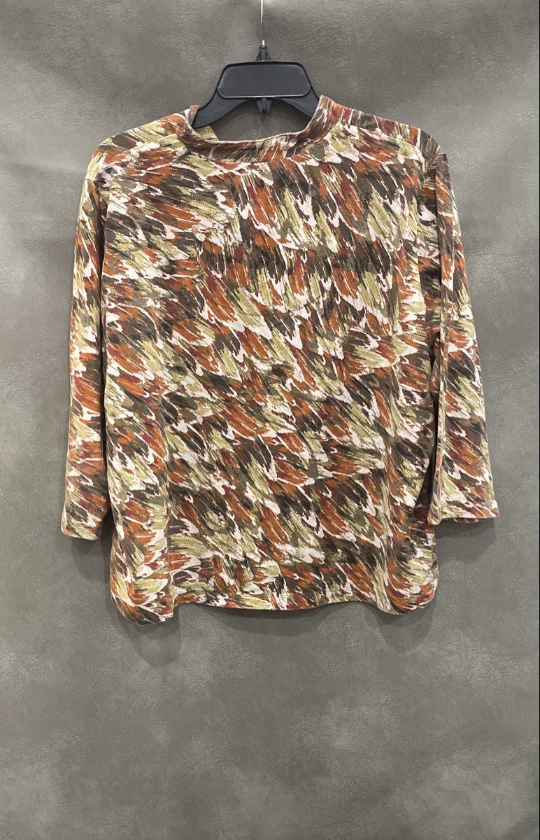 Ruby Rd Women's Abstract Brushstroke Mock Neck Shirt Top Multicolor Sz 1X