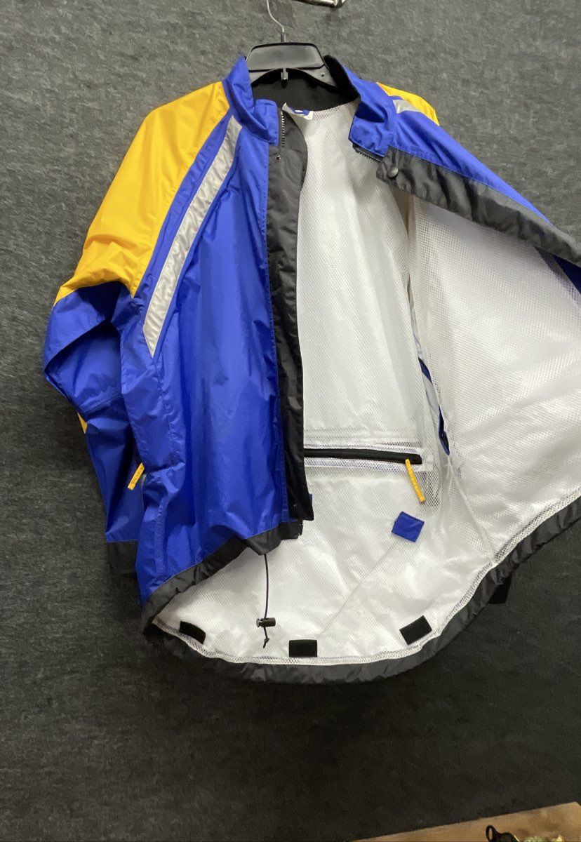 Discovery Cycling Gear Jacket XL Blue Yellow Reflective Nylon Full Zip Cycling