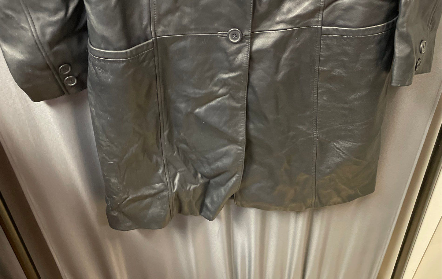 Preston & York Women's Black Genuine Lambskin Leather Car Coat Jacket Sz PM