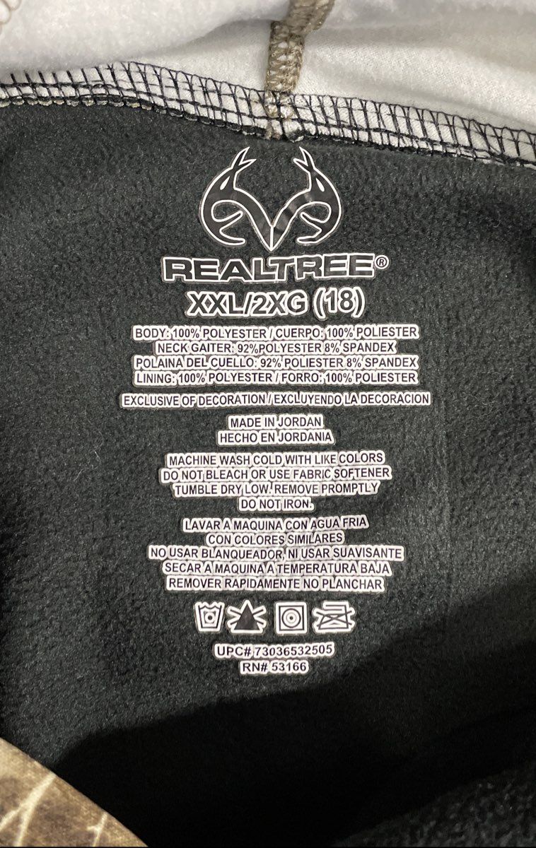 Realtree Men's Edge Camo Pullover Hoodie Zippered Pockets Neck Gaiter Sz XXL