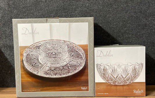 Dublin Crystal Five Section Lazy Susan & Dublin Crystal Bowl