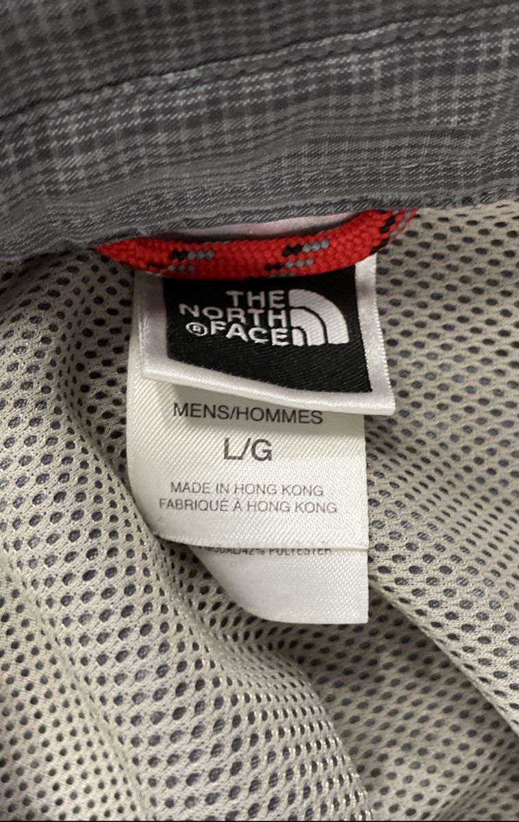 The North Face Men's Gray Mini Check Roll Tab Sleeve Vented Hiking Shirt Sz L