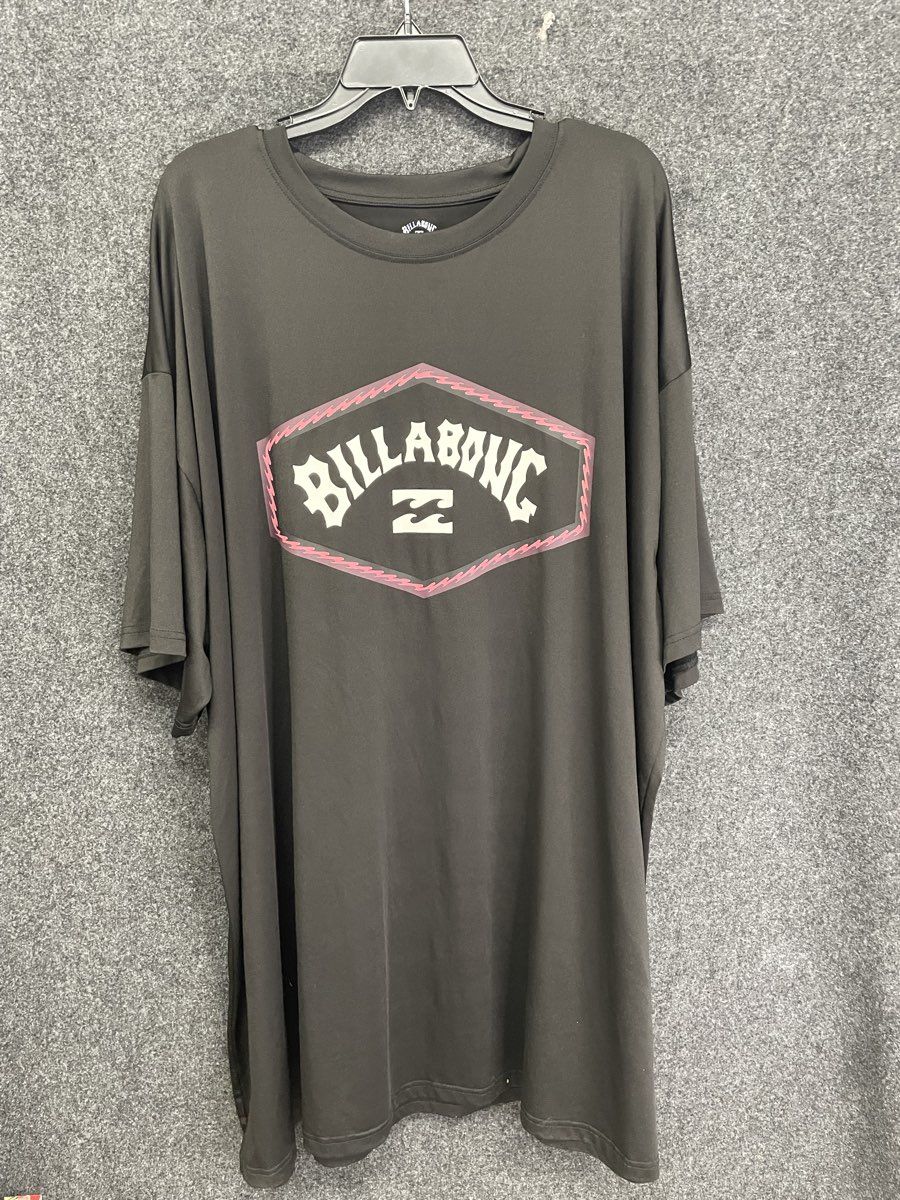 Billabong Men's Sun Protection Shirt Black UPF 50+ Graphic Short Sleeve Sz 4XL