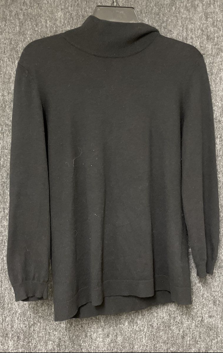 Tory Burch Women's Black Cotton Cashmere 1/4 Zip Mock Neck Sweater Sz L