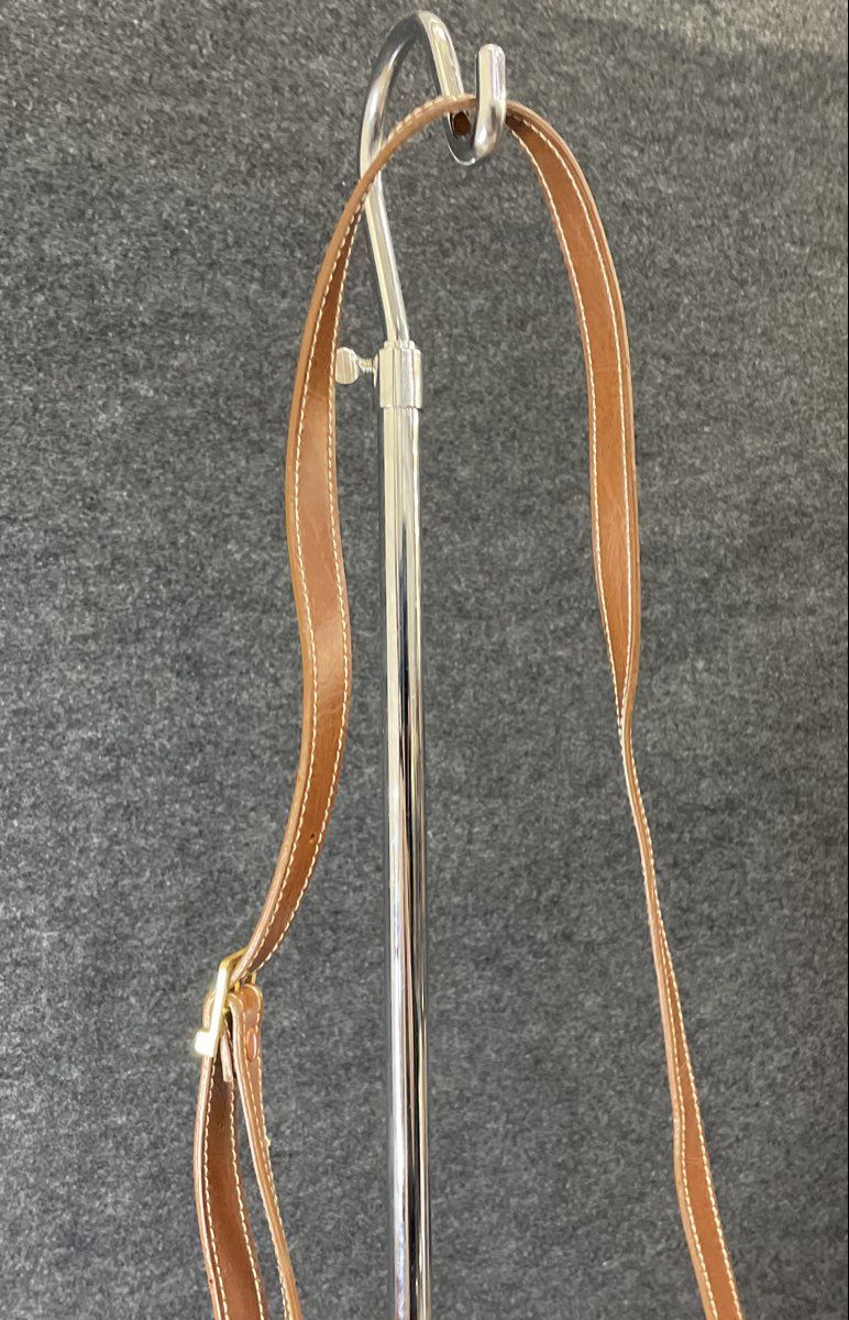 Vintage Carryland USA White Faux Leather Striped Crossbody Shoulder Bag