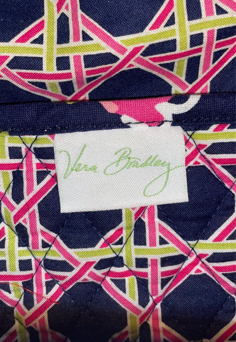 Vera Bradley Navy Blue Butterfly Flutter Quilted Cotton Tote Bag Large