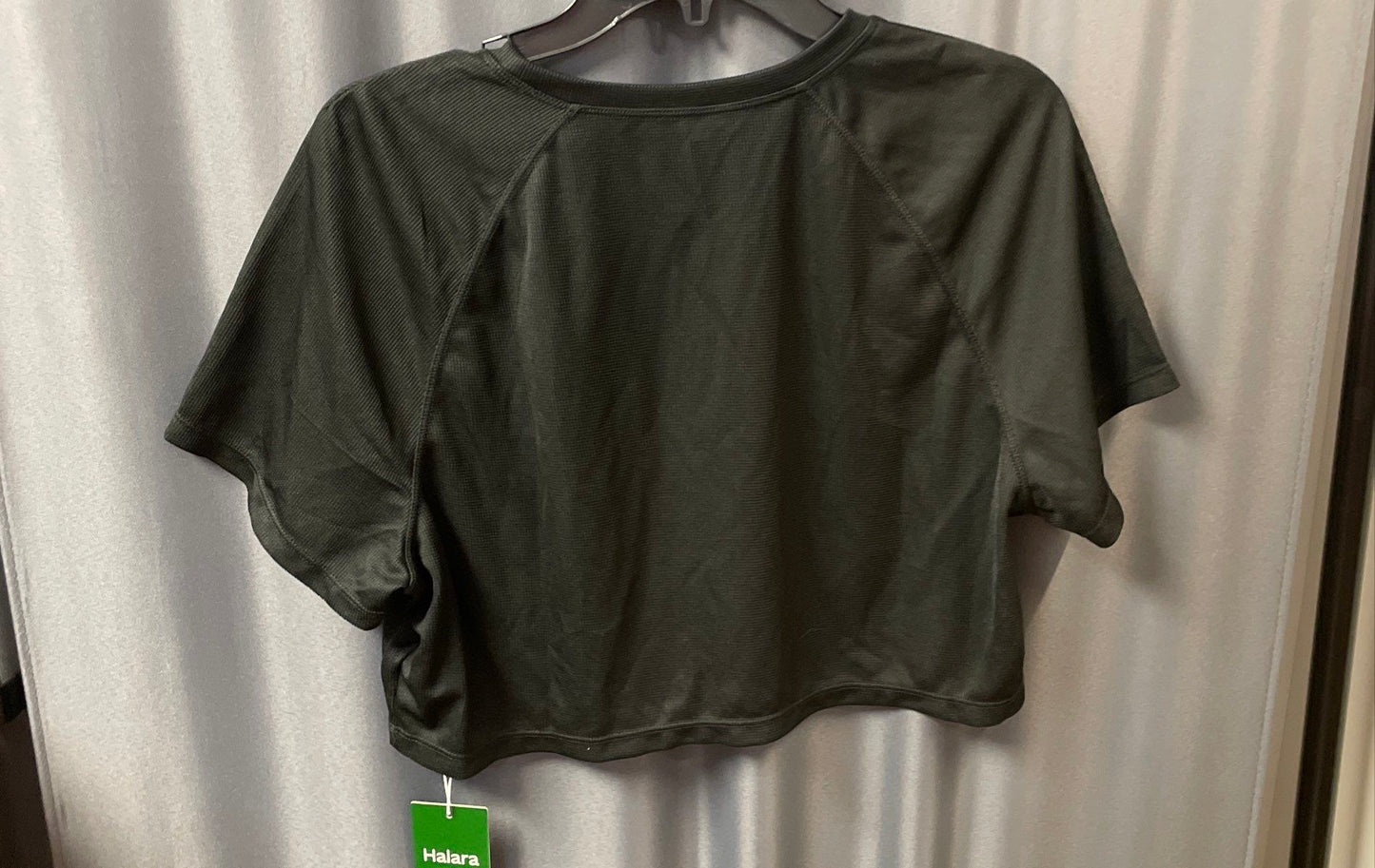 Halara Women's Black Short Sleeve Raglan Ribbed Crop Top Sz L NWT