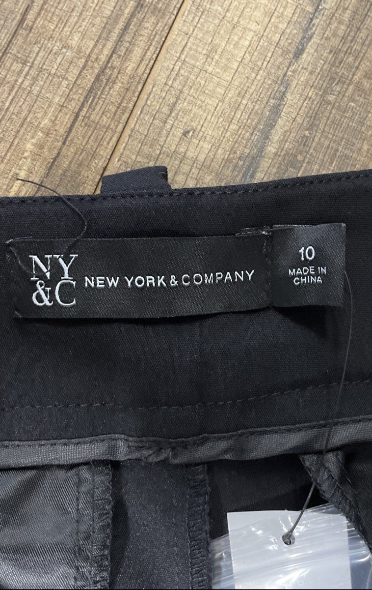 New York & Company Women's Black Wide Leg Pants Trousers Flat Front NWT Sz 10