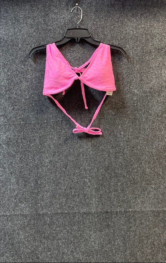 Aerie Women's Pink Floral Textured Bikini Top Bralette Swimwear NWT Size L