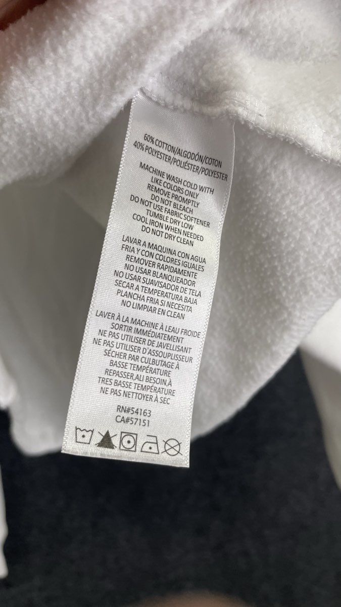 Calvin Klein Jeans Women's White Cropped Hoodie Raw Hem Logo Sleeve Sz M