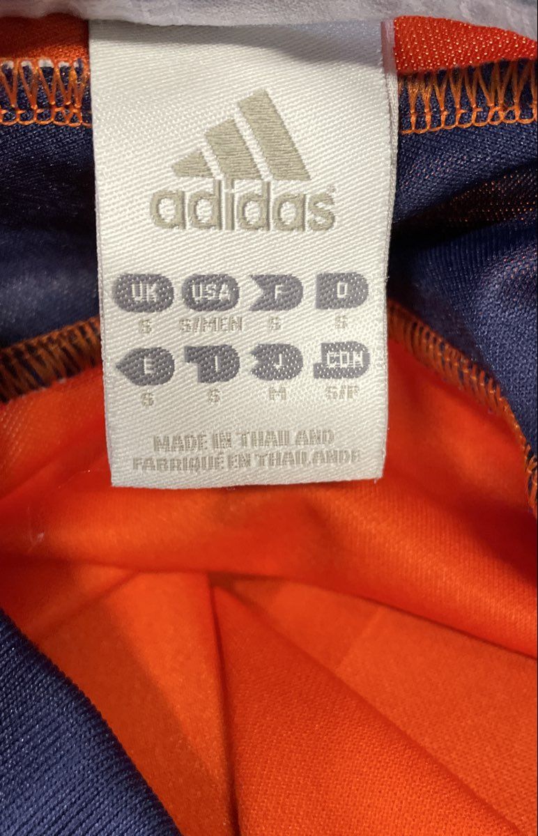 Vintage Y2K Adidas Men's Goalkeeper Jersey Orange Blue Padded Climalite Sz S