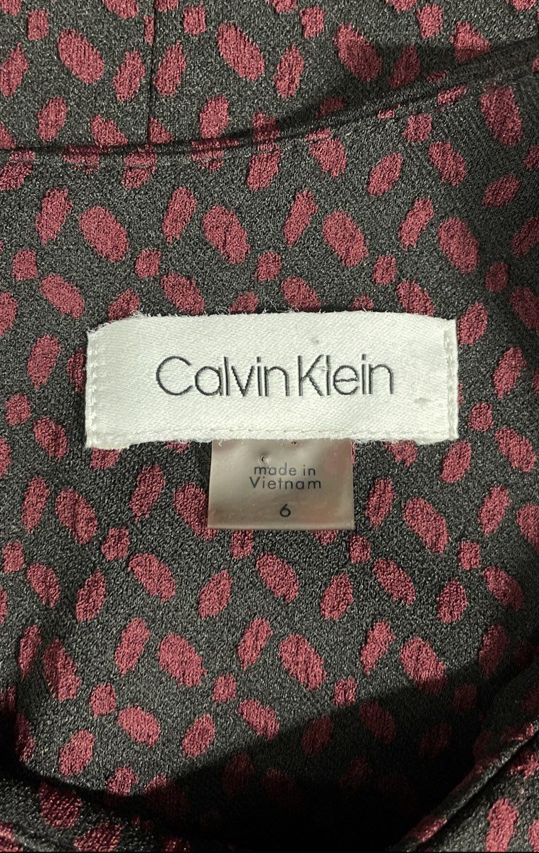 Calvin Klein Women's Black Red Spotted Sheath Dress Short Sleeve Sz 6