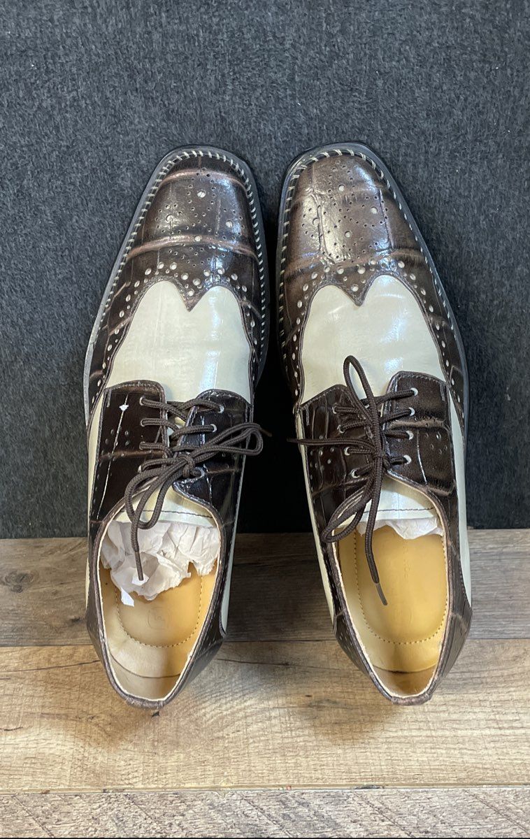 Fortune from Liberty Brown White Leather Wingtip Spectator Brogue Shoes Size 9