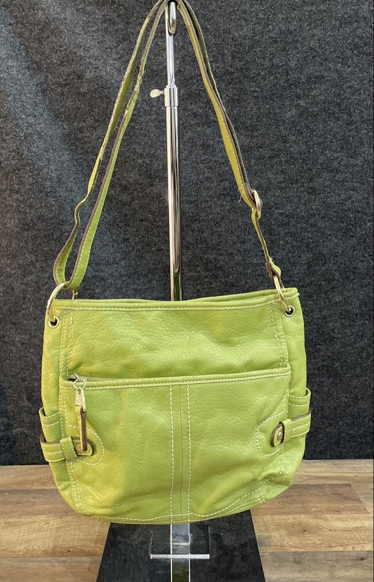 Relic Green Pebbled Leather Crossbody Bag Gold Tone Hardware
