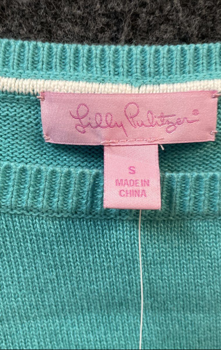 Lilly Pulitzer Women's Marielle Sweater Aqua How Long Til Summer NWT S