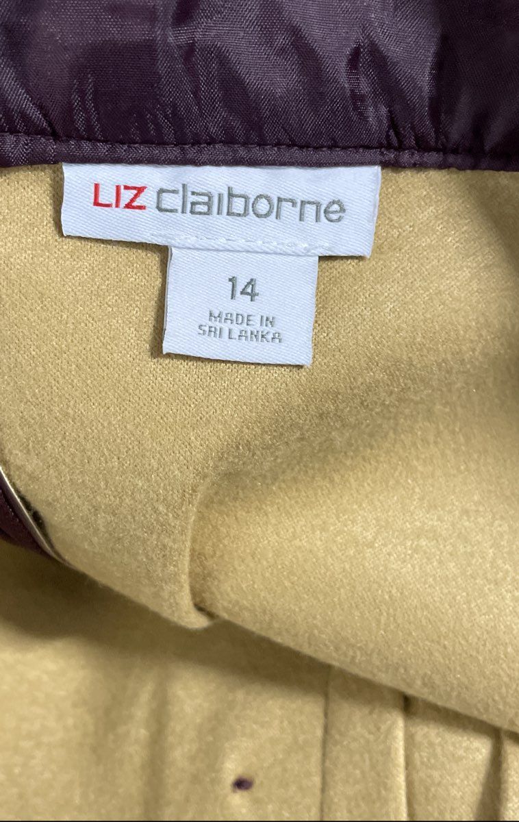 Liz Claiborne Women's Red Faux Leather Pleated Button Front Midi Skirt Sz 14 NWT